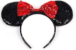 WLFY Mickey Mouse Minnie Mouse Sequin Ears Headbands Butterfly Glitter Hairband (Sequin red) | Amazon (US)