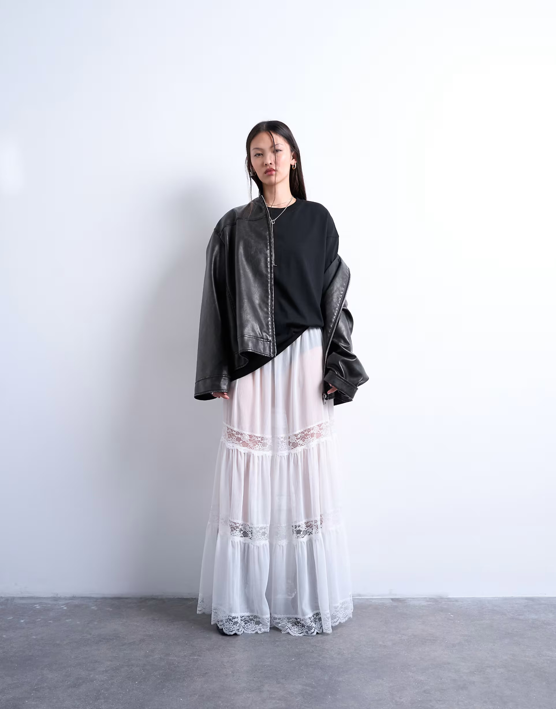 Topshop sheer maxi with lace inserts in ivory | ASOS | ASOS (Global)