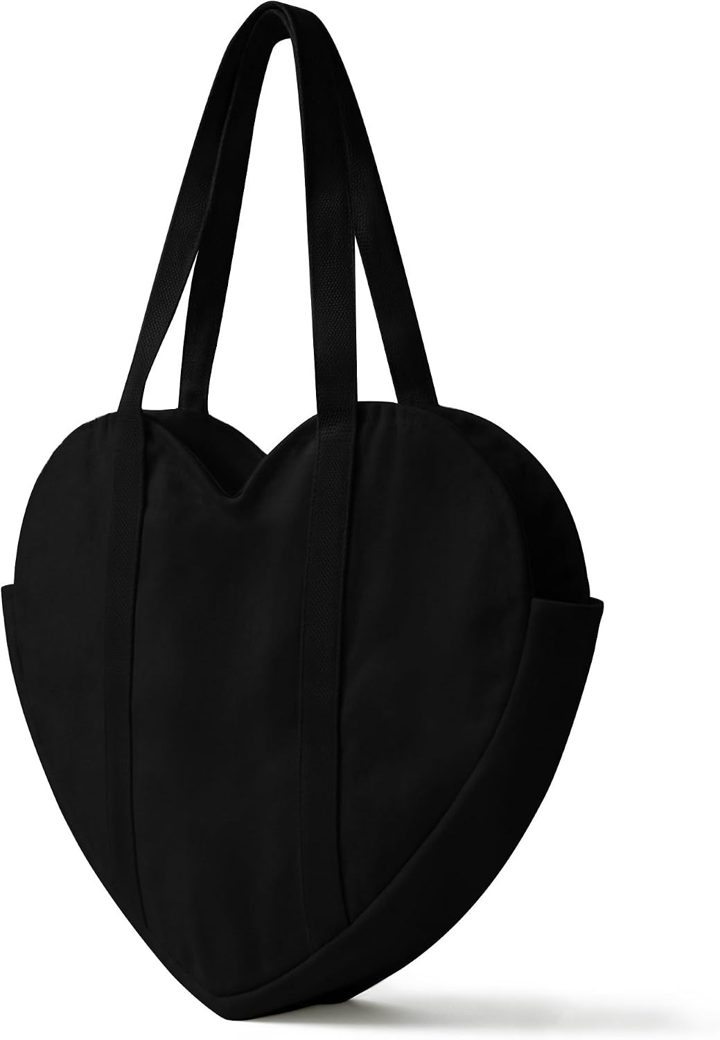 CosInStyle Cute Heart Shaped Canvas Tote Bag for Women, Daily Reusable Shoulder Grocery Book Bags with Pocket & Buckle | Amazon (US)