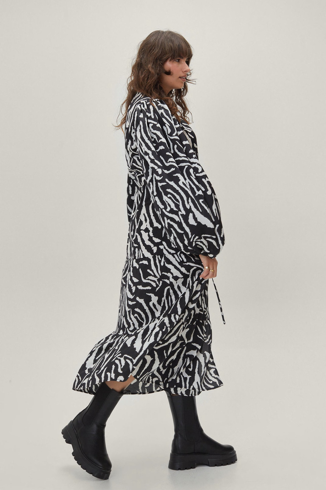 Plus Size Zebra Print Wrap Midi Dress | Nasty Gal (US)