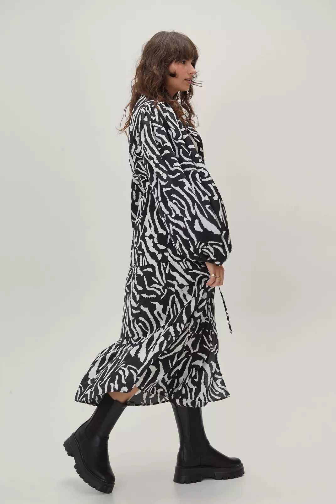 Plus Size Zebra Print Wrap Midi Dress | Nasty Gal (US)