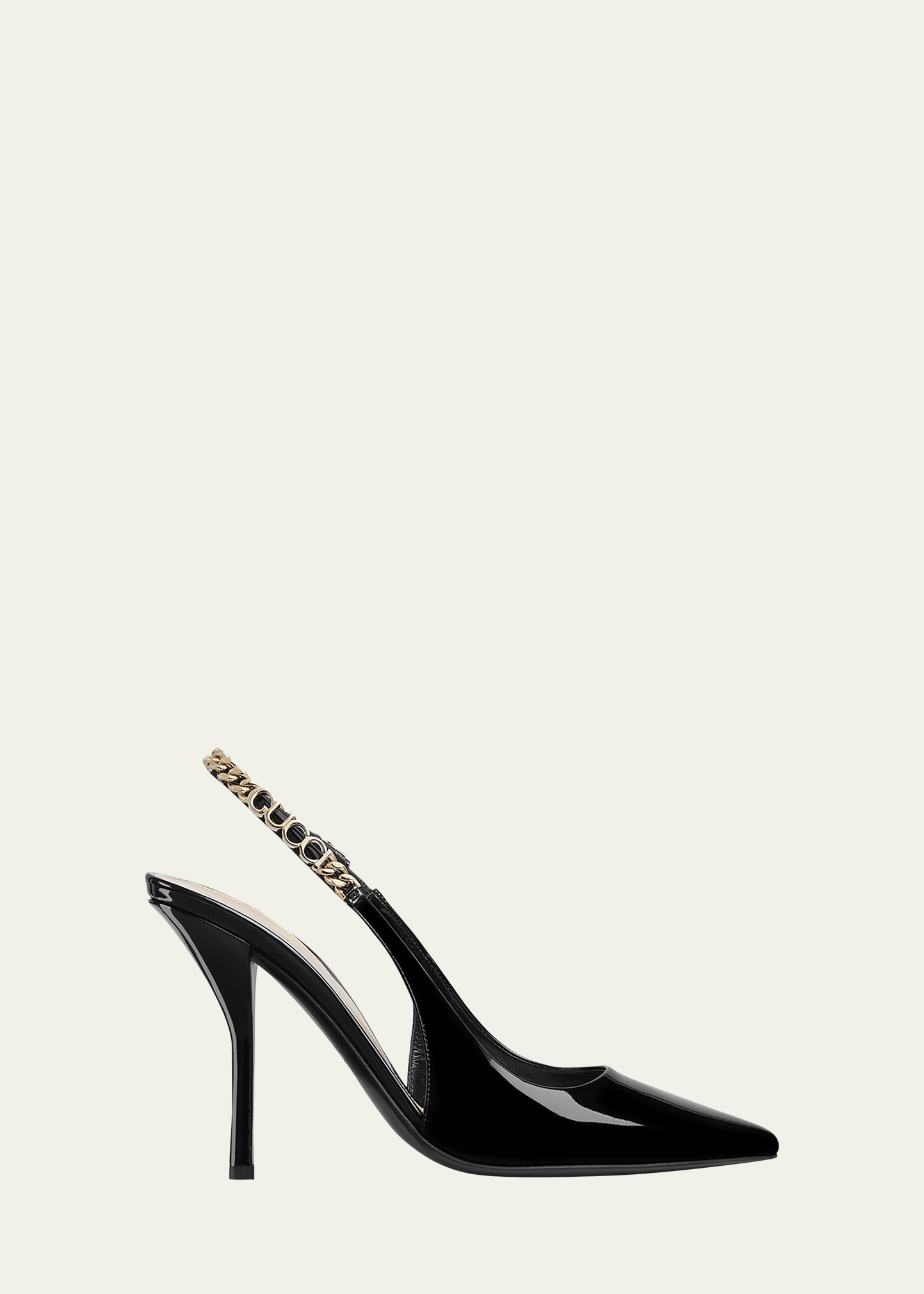 Gucci Signoria Patent Chain Slingback Pumps | Bergdorf Goodman