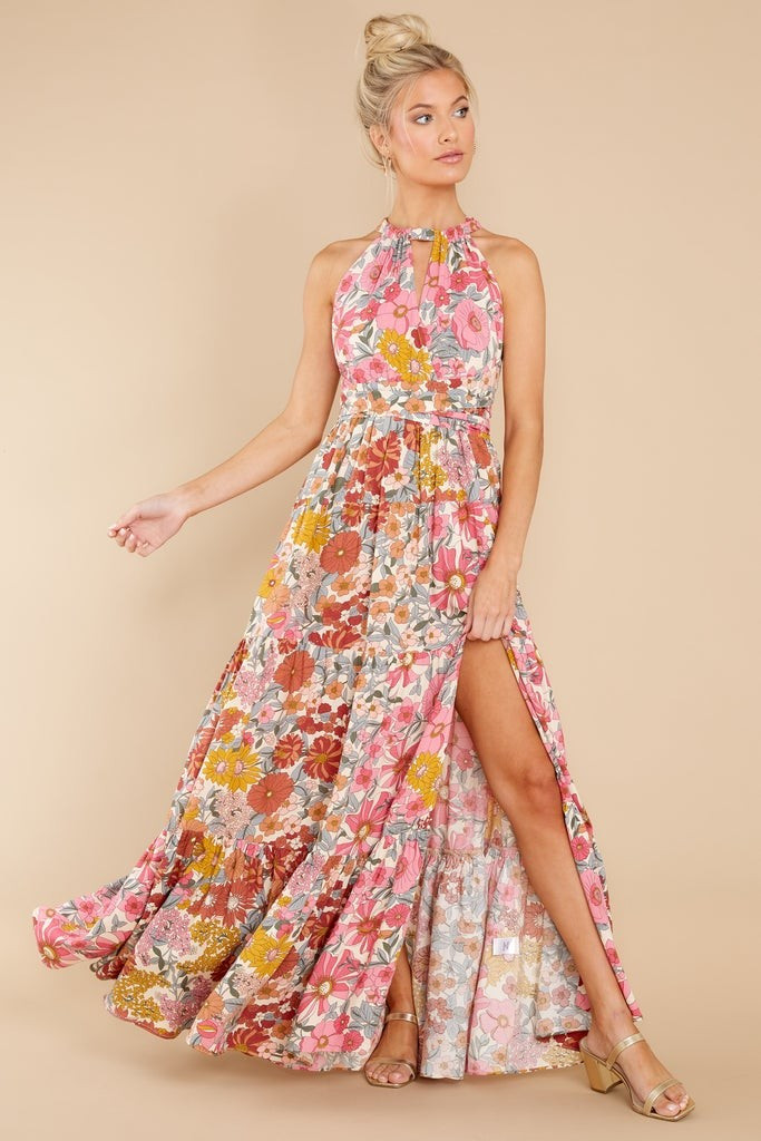 Blossom And Bloom Pink Floral Print Maxi Dress | Red Dress 