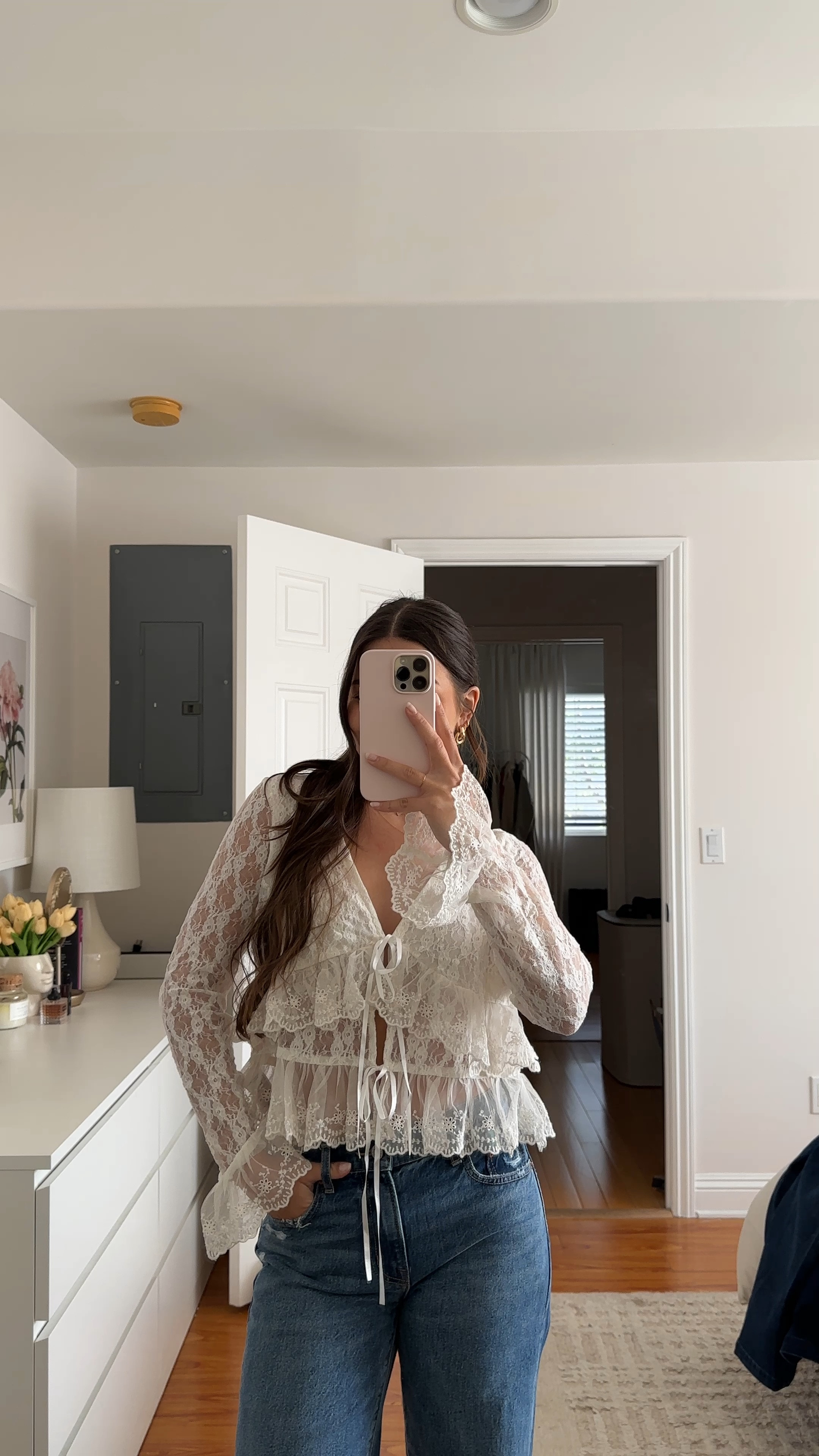 american eagle lacy top - wearing an XS and if you’re part of the itty bitty committee, we’re going to need a bralette or tank underneath for the plunging neckline!

#LTKStyleTip #LTKFindsUnder50 #LTKVideo