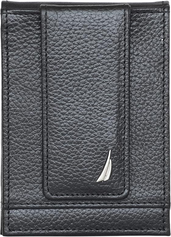 Nautica Men's Genuine Leather Front Pocket RFID Wallet (Available in Smooth or Pebble Grain) | Amazon (US)