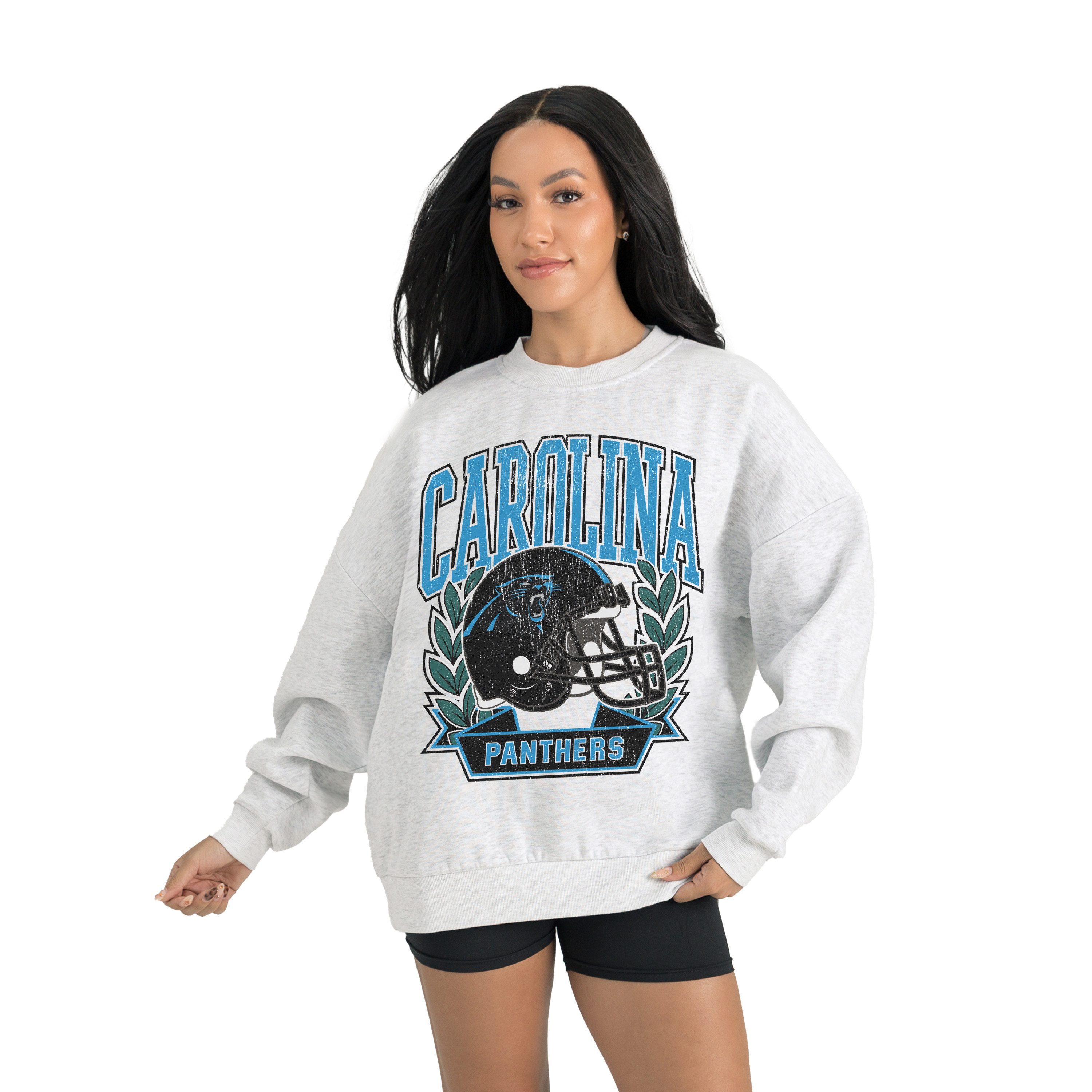 Women's Gameday Couture Gray Carolina Panthers Heritage Premium Fleece Pullover Sweatshirt | Fanatics