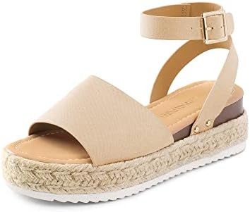 DREAM PAIRS Women's Platform Espadrilles Casual Ankle Strap Wide Wedge Sandals Comfortable Dressy... | Amazon (US)