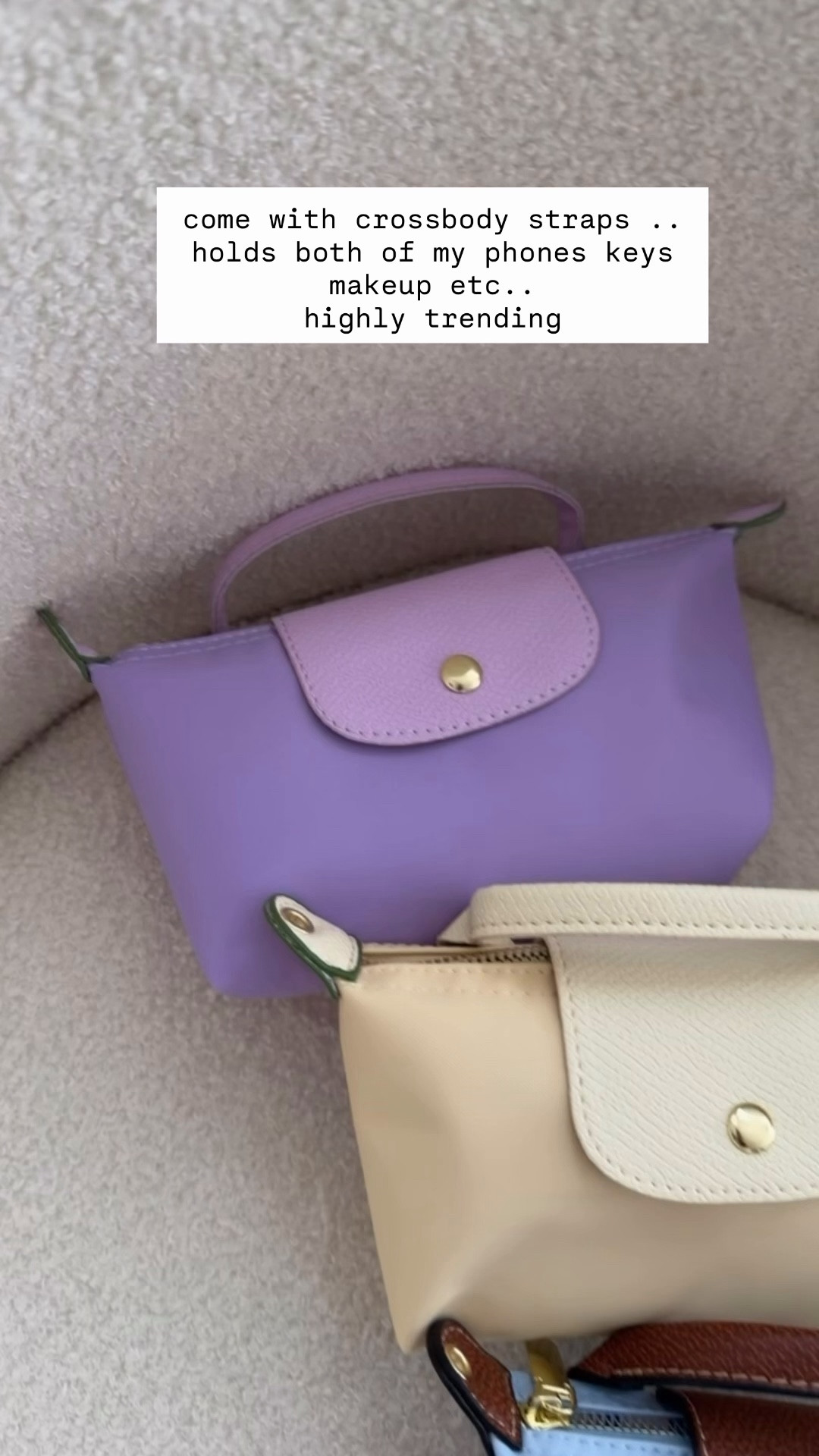 Come with crossbody straps holds quite a bit for the size.  Lightweight , easy to pack, very practical for travel 