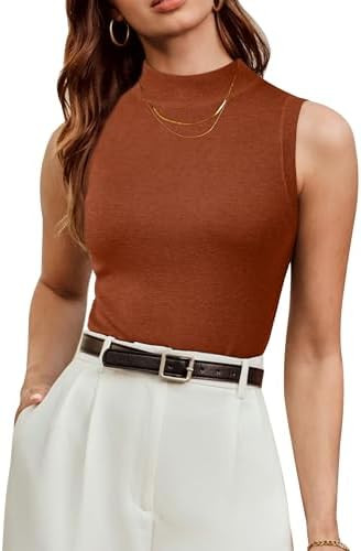 Arach&Cloz Women's Wool Blend Mock Neck Fall Business Casual Sweater Tank | Amazon (US)