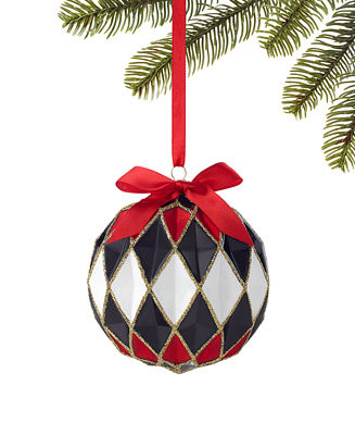 Holiday Lane Royal Holiday Black, Red & White Diamond Pattern Ornament, Created for Macy's - Macy... | Macy's