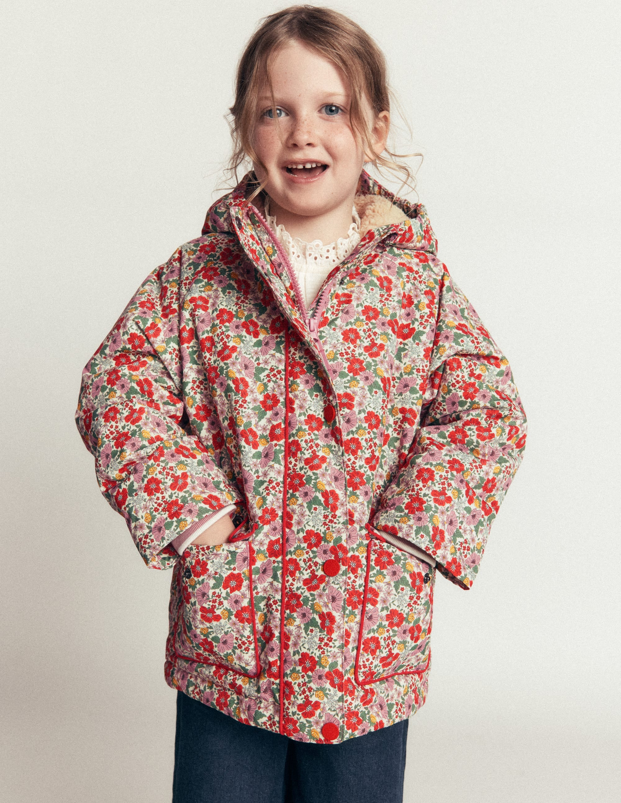 Sherpa Lined Anorak-Soft Cream Garden Flowerbed | Boden (US)