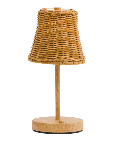12in Vine Woven Wood Base Rechargeable Tabletop Lamp | Lighting | Marshalls | Marshalls