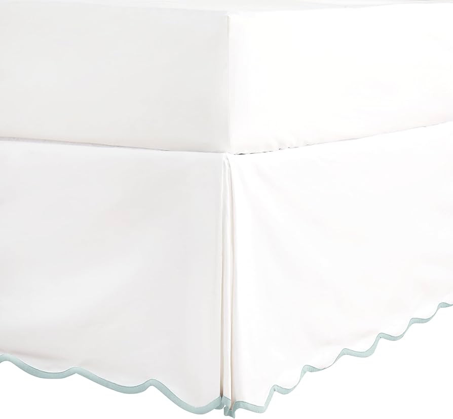 HIG Off White Chic King Bed Skirt - Easy Fit Scallop Edge Pleated Bedskirts, 14 Inch Drop Anti-Sl... | Amazon (US)
