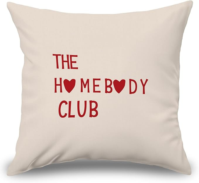 Homebody Club Pillow Case 18x18, Homebody Club Home Decor, Pink Red Home Decor, Gifts for Homebod... | Amazon (US)