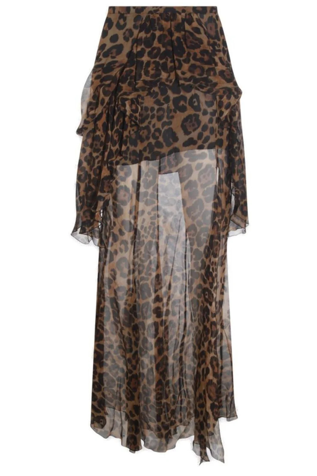 Blumarine Printed Ruffle-Detailed High Slit Skirt | Cettire Global