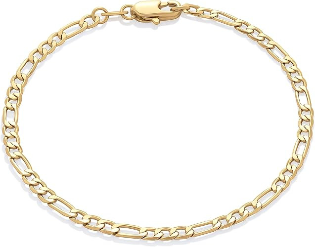 Amazon Essentials 14K Gold Plated Figaro Chain Bracelet | Amazon (US)