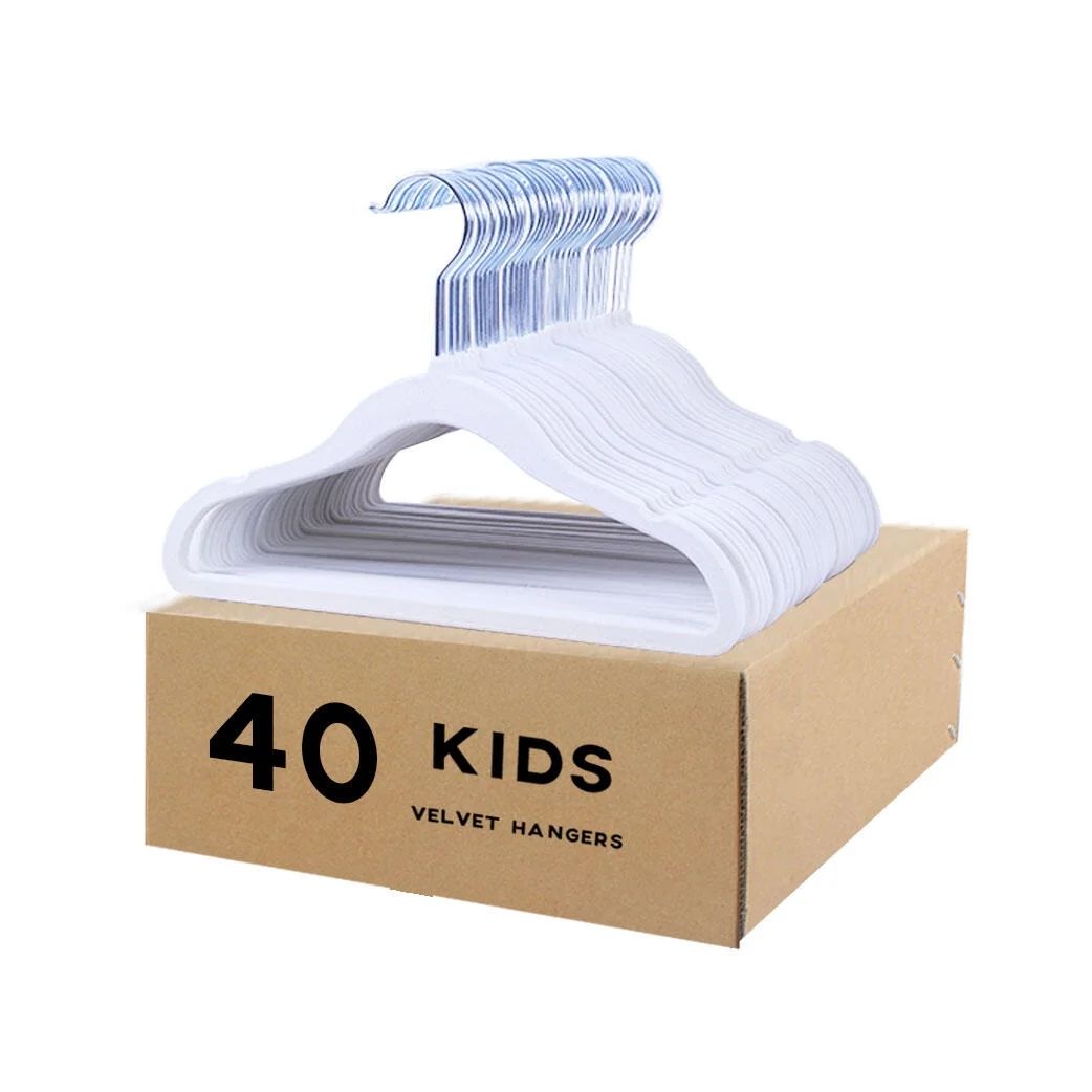 veeyidd Kids Velvet Clothes Hangers, Non Slip Baby Hangers White (11.6" Inch - 40 Pack) | Walmart (US)