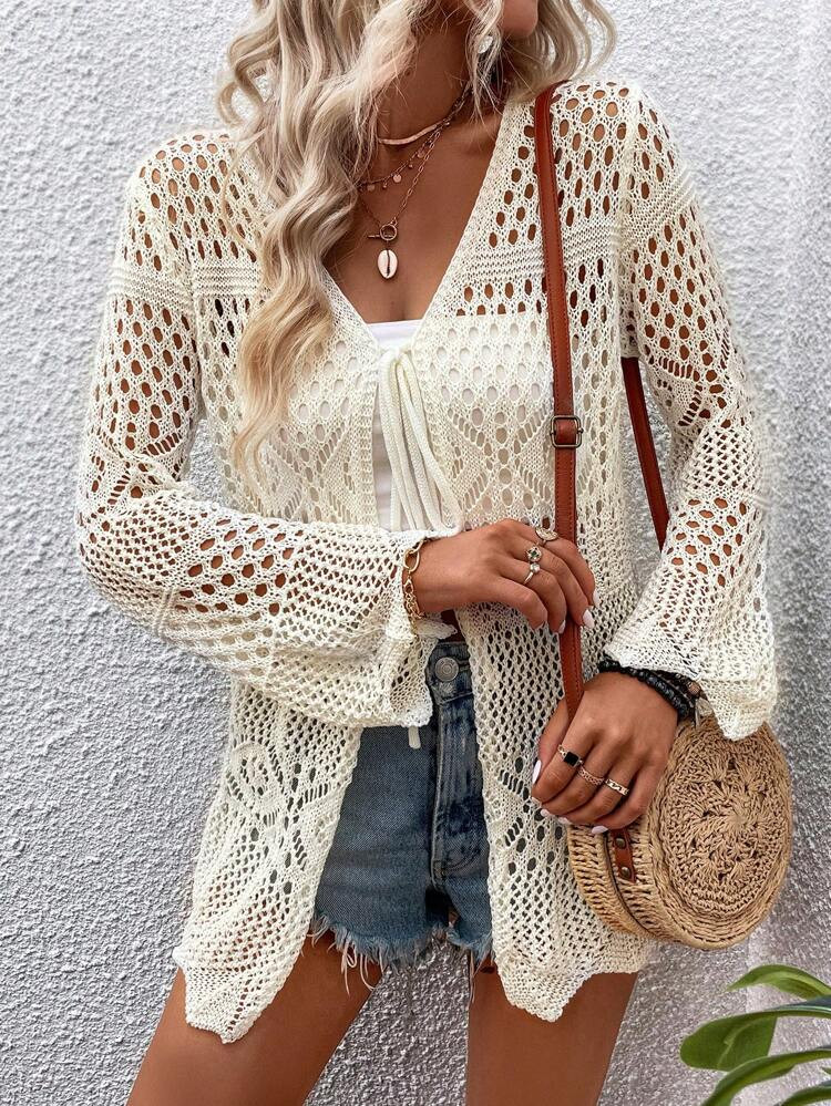 Hollow Out Tie Front Kimono
       
              
              $13.99        
    (100+)
      ... | SHEIN