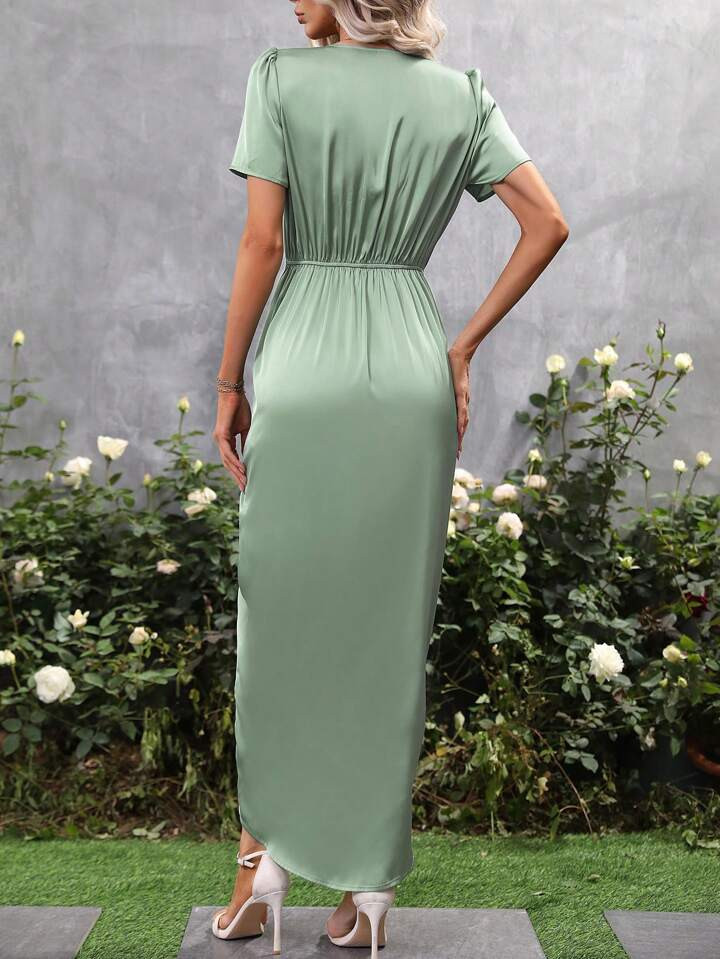 SHEIN Privé Vestido torção frontal bainha enrolada cetim | SHEIN