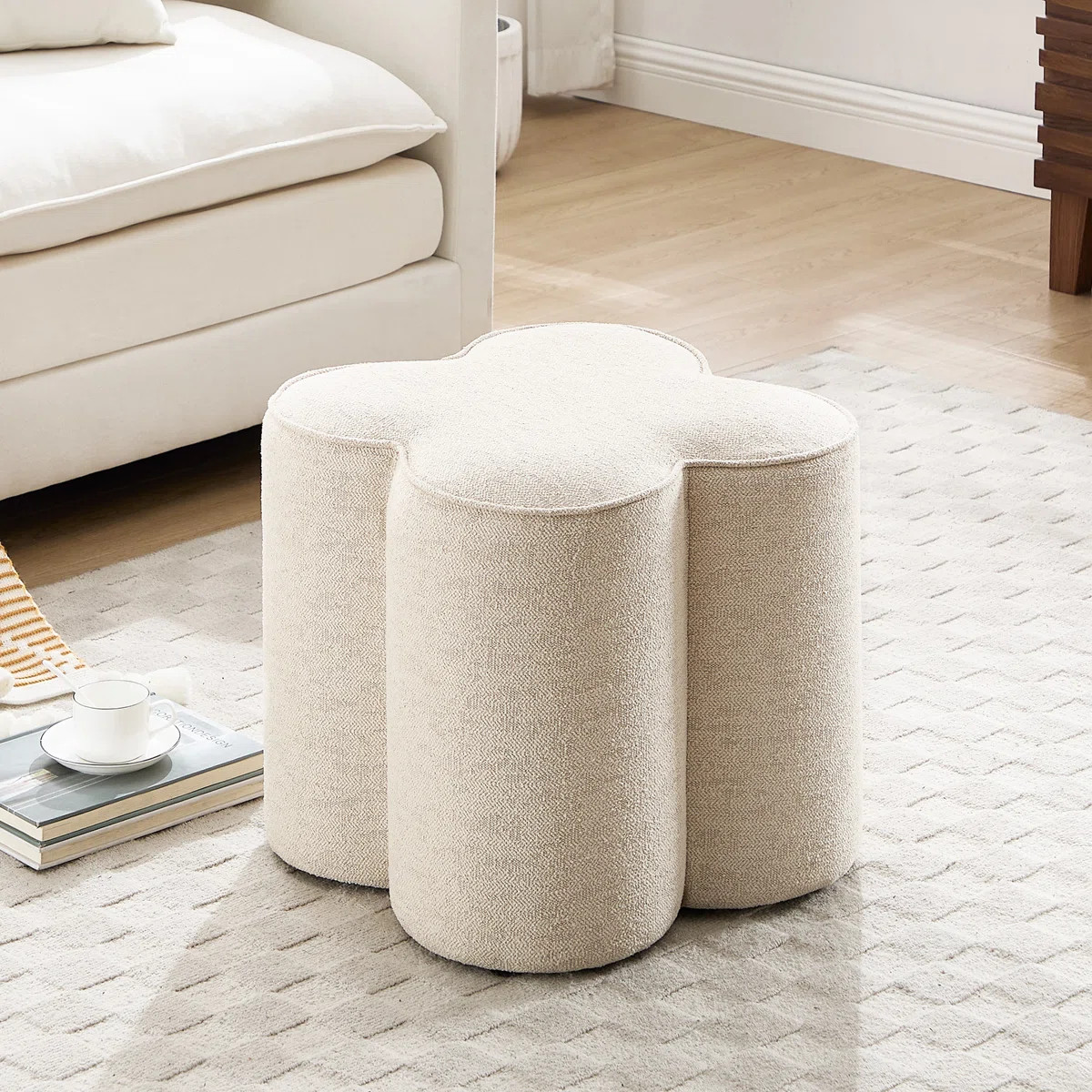 Leiani 18.5" Wide Linen Upholstered Ottoman | Wayfair North America