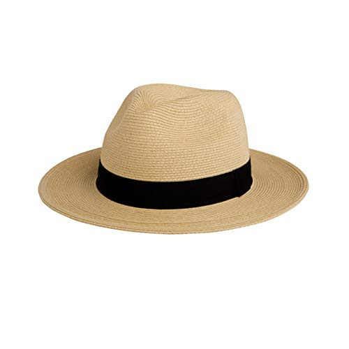 Pineapple&Star Sun Straw Fedora Beach Hat Fine Braid UPF50+ for Unisex (Large, Beige) | Amazon (US)