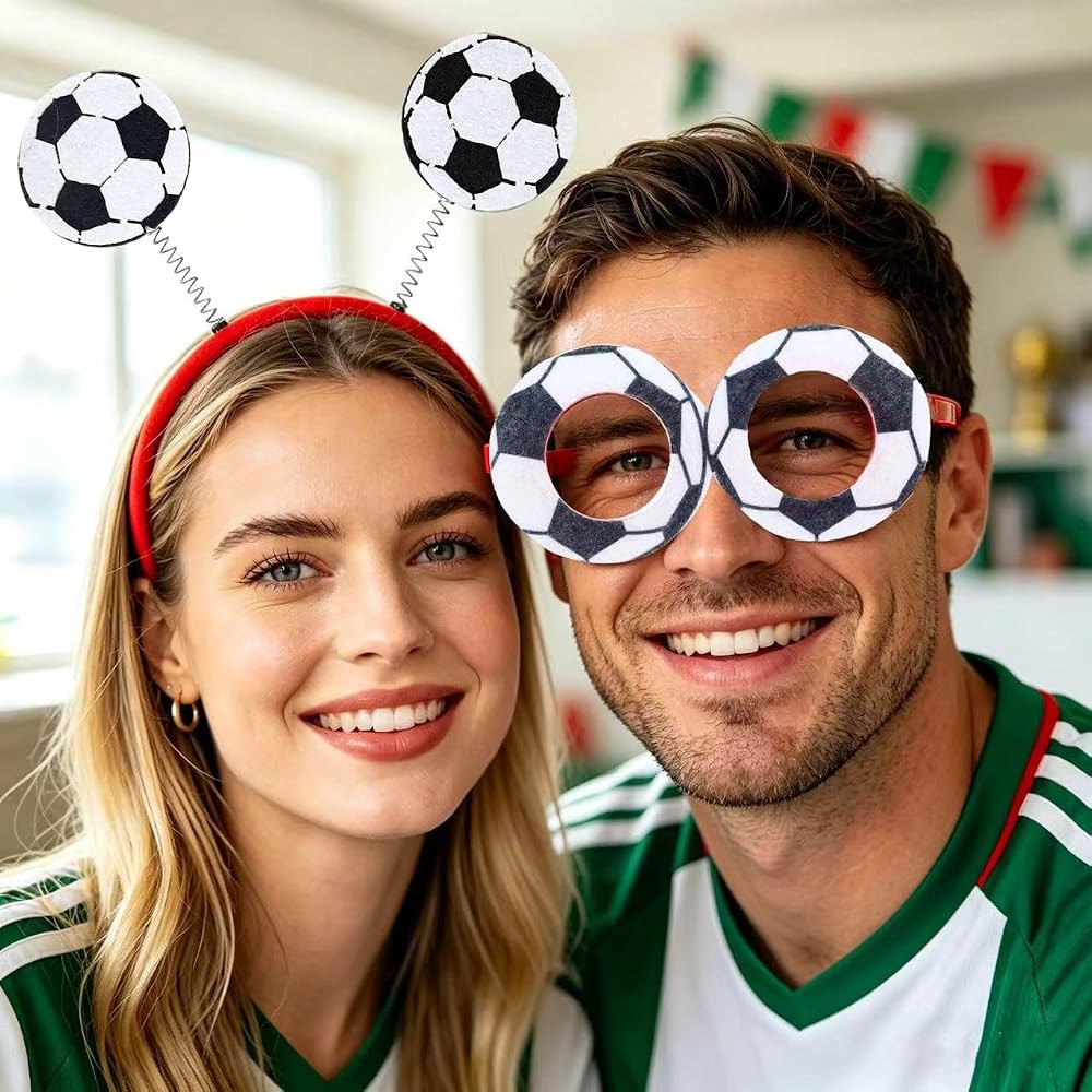 6PCS Football themed Glasses and headband party decoration props, 2026 World soccer cup fan cheer... | Amazon (US)