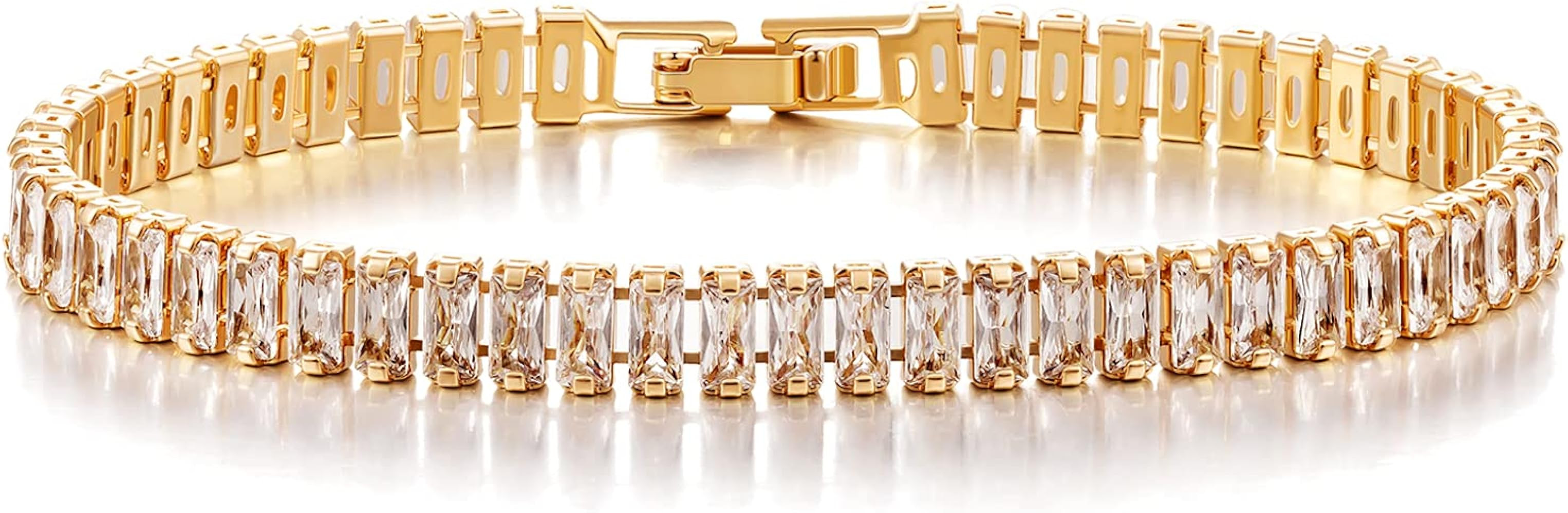 Foxgirl Gold Bracelet 18k Gold Plated Dainty Tennis Bracelets Chunky Cuban Figaro Cross Heart Ten... | Amazon (US)