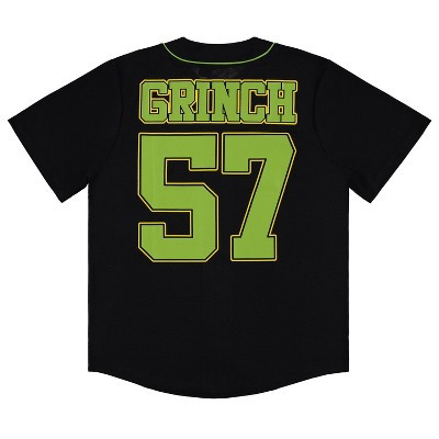 Mens The Grinch Baseball Jersey - Mens Classic Dr Suess The Grinch Mesh Button Down Baseball Jersey - Dr Suess The Grinch Fashion Shirt (Black, Small) | Target