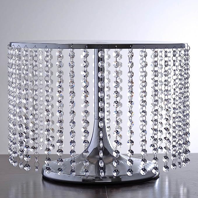 TABLECLOTHSFACTORY Crystal Pendants Metal Chandelier Wedding Cake Stand - 12" Tall | Amazon (US)