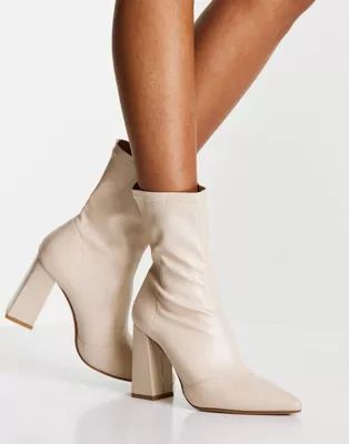 Truffle Collection heeled sock boots in cream | ASOS | ASOS (Global)