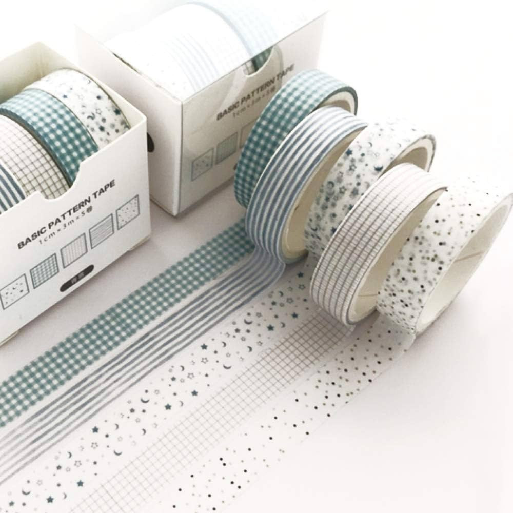 YUBBAEX Juego de 5 rollos de cinta washi creativa, básica, para enmascarar, cintas decorativas p... | Amazon (US)