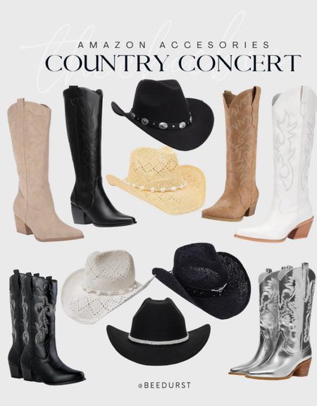 Cowboy boots and cowboy hats for country concert, summer country concert looks, country concert accessories, nashville accessories, cowboy boots for festivals from Amazon amazon cowboy boots 

#LTKFestival #LTKStyleTip #LTKFindsUnder50