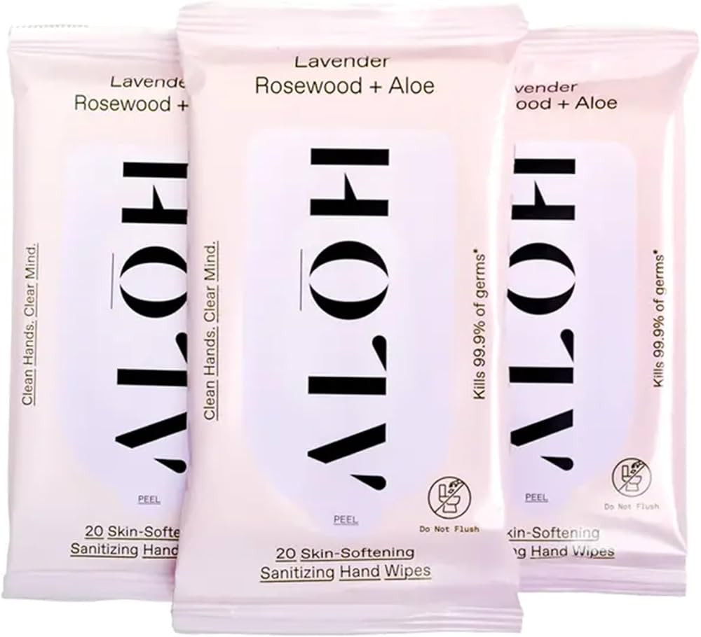 AL\u014cH Lavender Rosewood + Aloe Hand Sanitizer Wipes, Travel Size | Amazon (US)