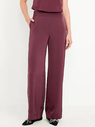 High-Waisted Satin Super Wide-Leg Pants | Old Navy (US)