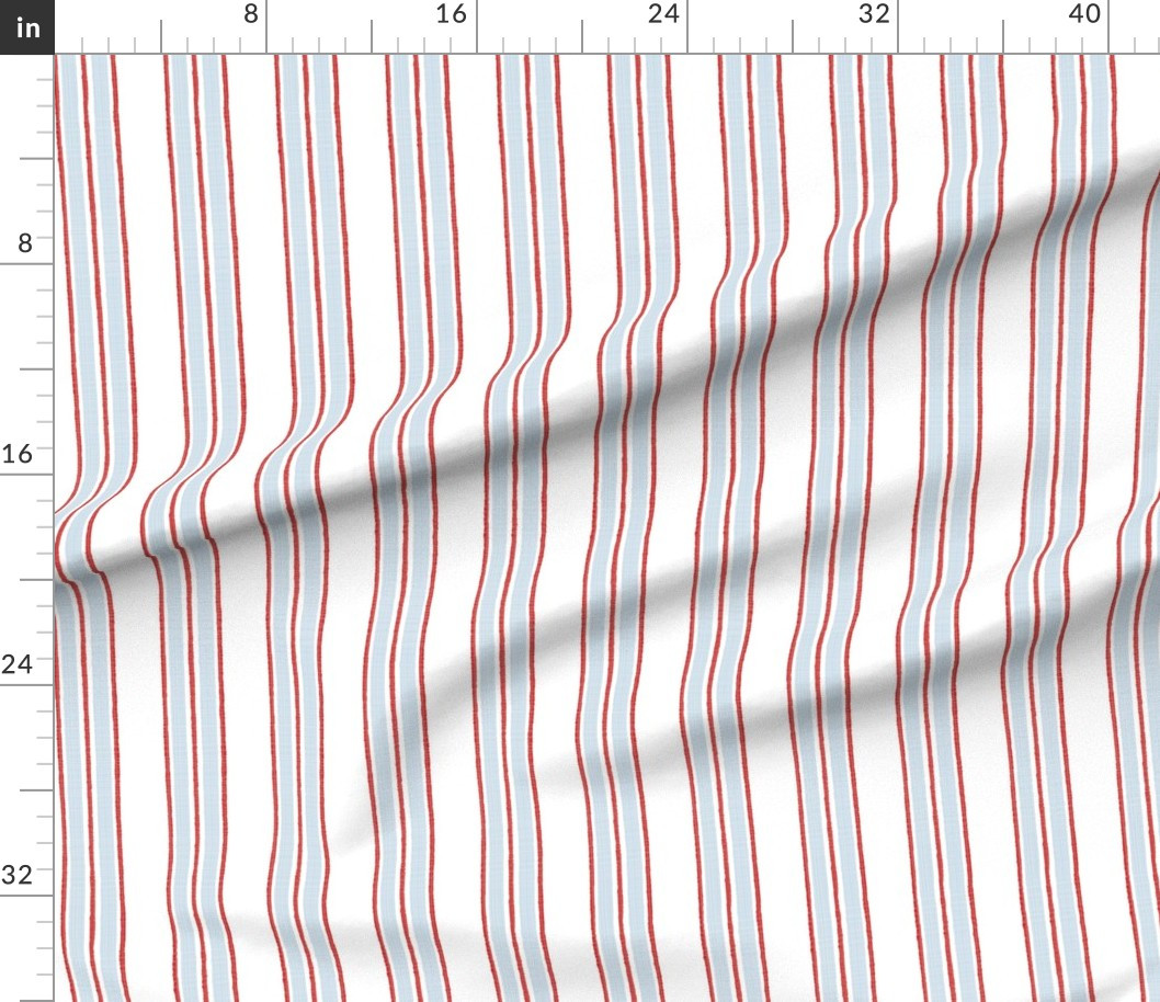 Custom Mary Little Boy Blue and Million Dollar Red Anderson Stripe Fabric | Spoonflower | Spoonflower