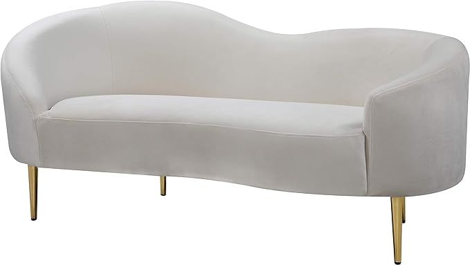 Meridian Furniture Ritz Collection Modern | Contemporary Velvet Upholstered Loveseat with Sturdy ... | Amazon (US)