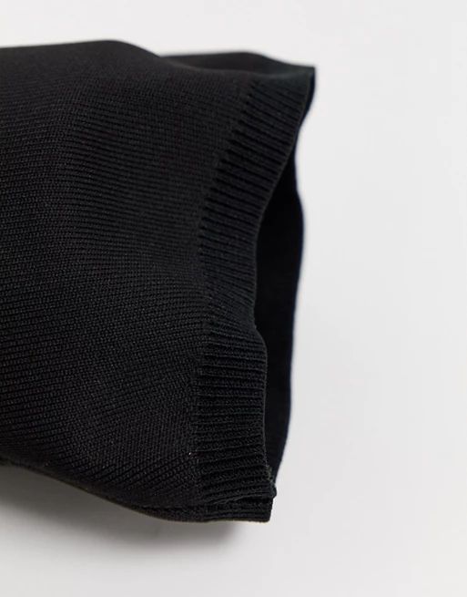ASOS DESIGN Kudos knitted block heel thigh high boots in black | ASOS (Global)