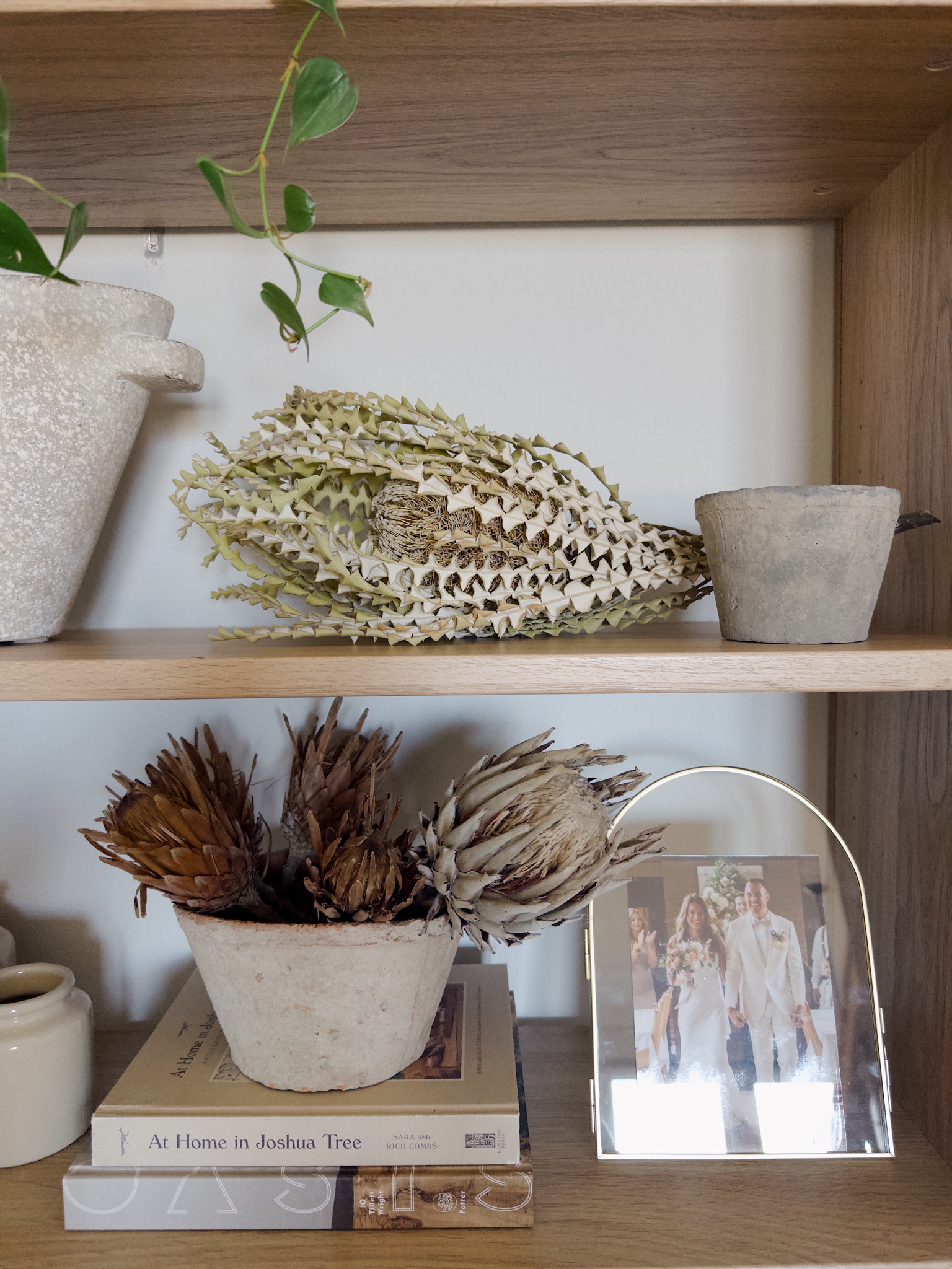 Shelf styling natural materials with a mix of natural textures.

#LTKSpringSale #LTKfindsunder50 #LTKhome