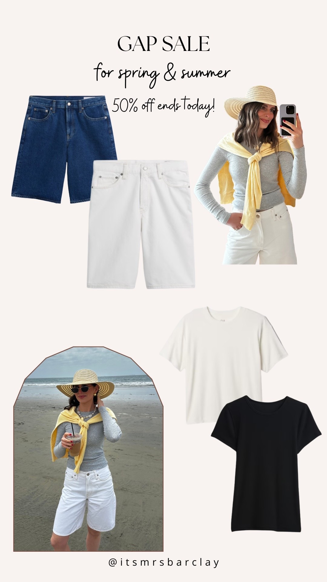 Shorts - size 24 (I sized down from my usual size 25)
Gray long sleeve - XXS 
Black tee - XXS 
White tee - small for oversized fit 
Sweater - medium 

Spring outfit, summer outfit, denim shorts, long shorts, beach outfit 

#LTKSeasonal #LTKSaleAlert #LTKootd