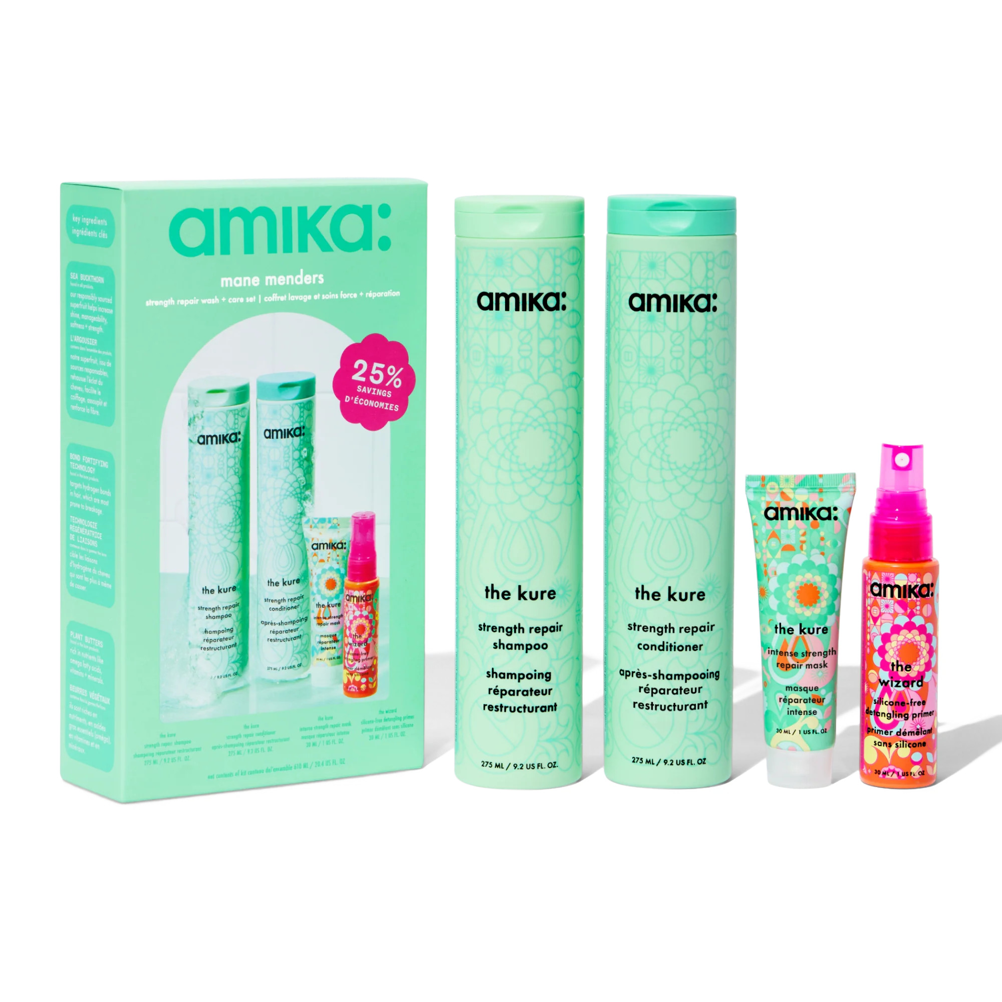 mane menders strength repair wash + care set  | amika | amika US