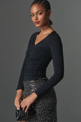 By Anthropologie Long-Sleeve Ruched Top | Anthropologie (US)