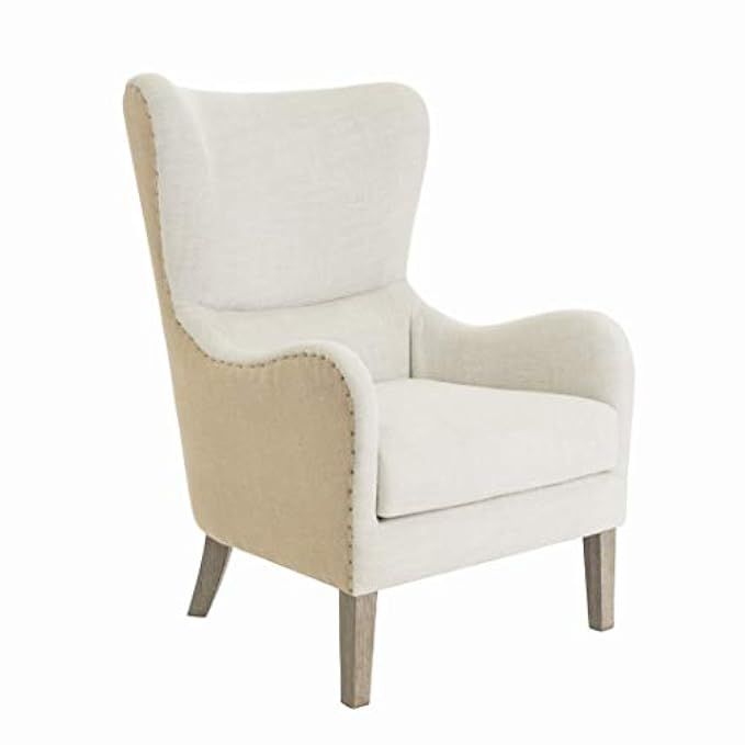 Elle Decor Mid-Century Modern Wingback Chair in French Two-Toned Beige | Amazon (US)