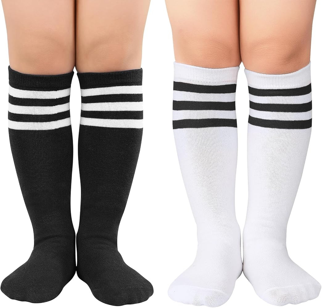 Zando Kids Soccer Baseball Football Softball Socks Cotton Girls Knee High Socks Uniform Socks for... | Amazon (US)