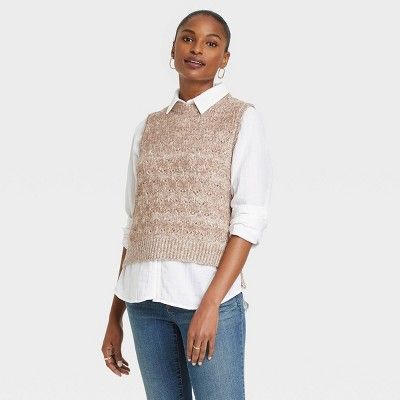 Women&#39;s Crewneck Sweater Vest - Universal Thread&#8482; Taupe XL | Target