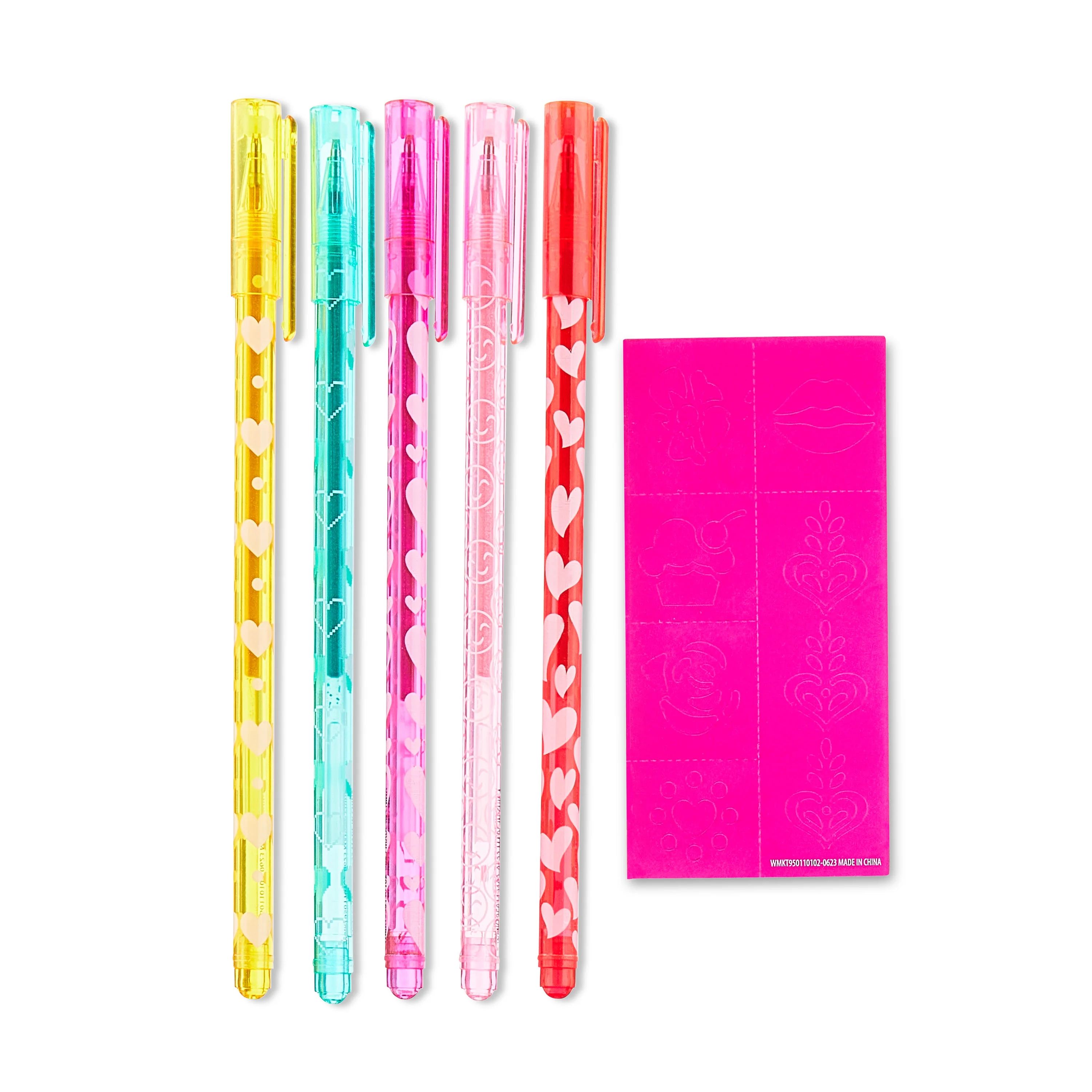 Valentine's Day Multicolor Plastic Tattoo Pen Party Favors, 5 Count, by Way To Celebrate | Walmart (US)