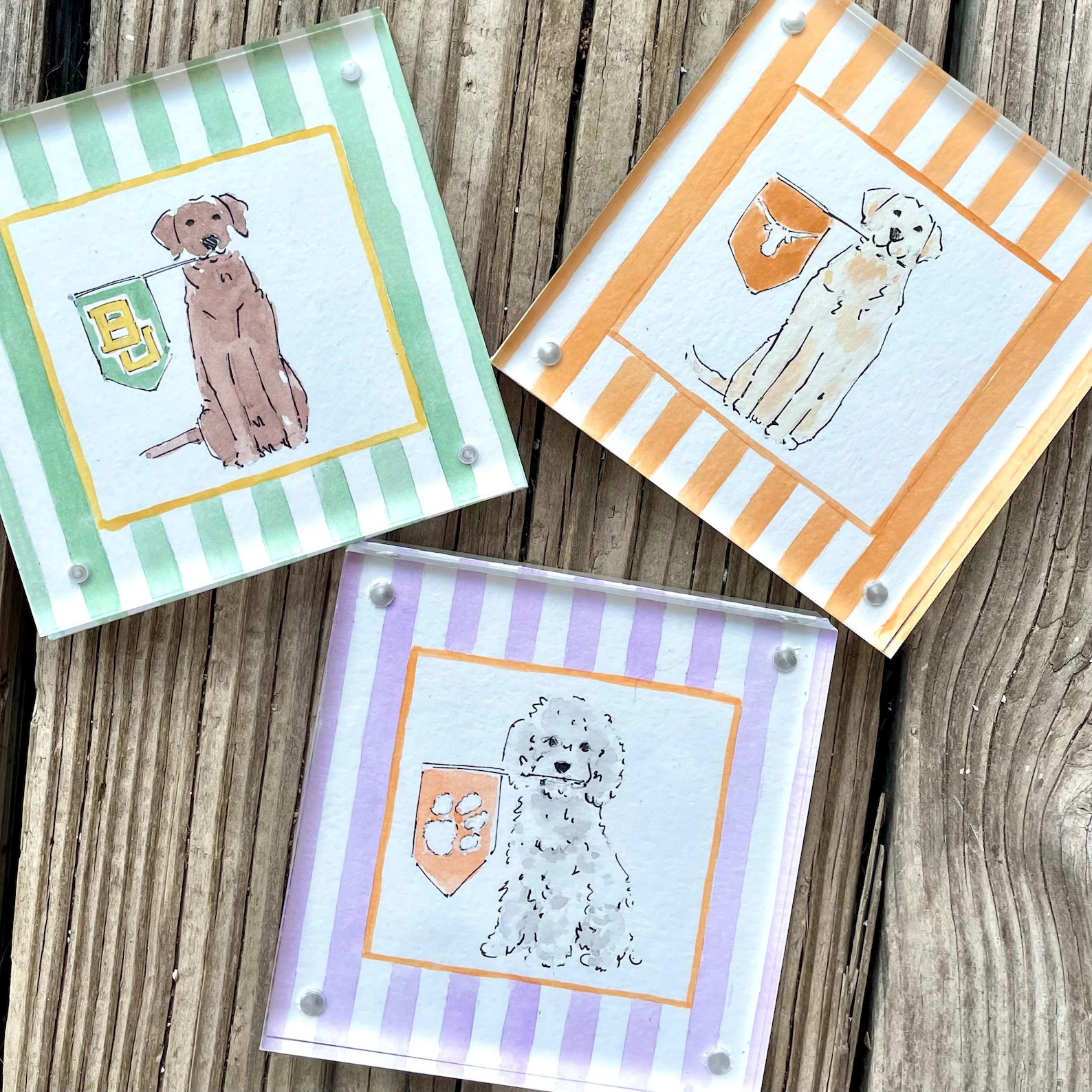 Custom Collegiate Pet Portraits 4x4” - Etsy | Etsy (US)