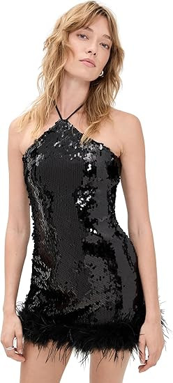 Women's Nicola Faux Fur Hem Mini Dress | Amazon (US)