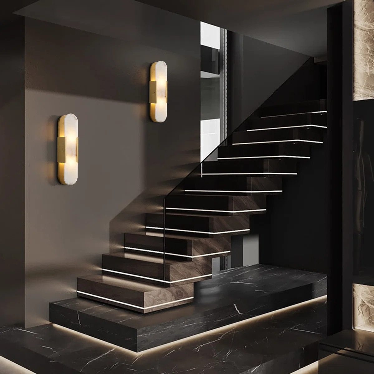 Zaheda Dimmable LED solid brass Wall Mounted Sconce with Alabaster Shade (Set of 2) | Wayfair North America