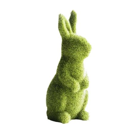 Sunisery Cute Imitation Moss Rabbit Resin Flocked Easter Sculpture | Walmart (US)