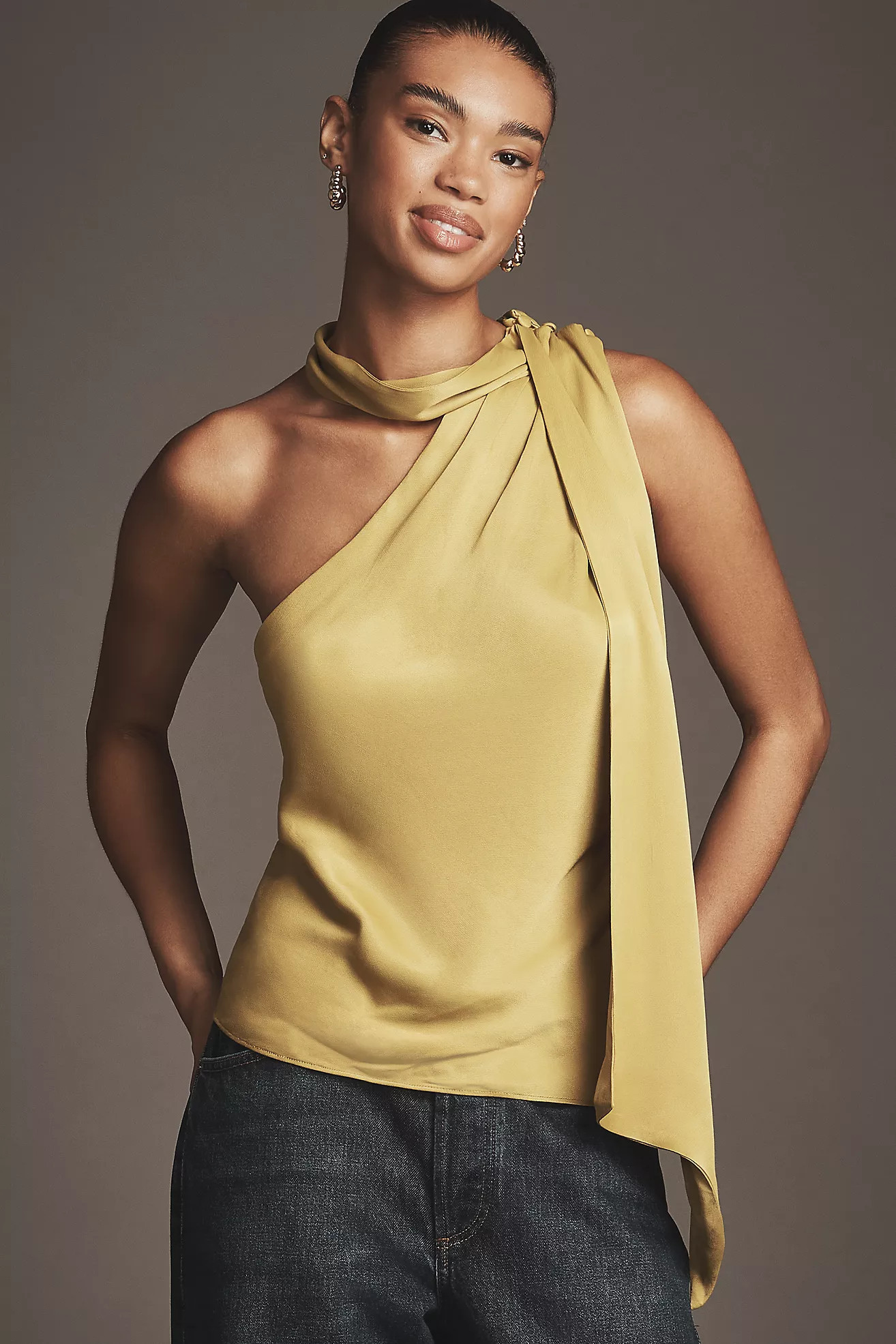 By Anthropologie One-Shoulder Tie-Neck Top | Anthropologie (US)
